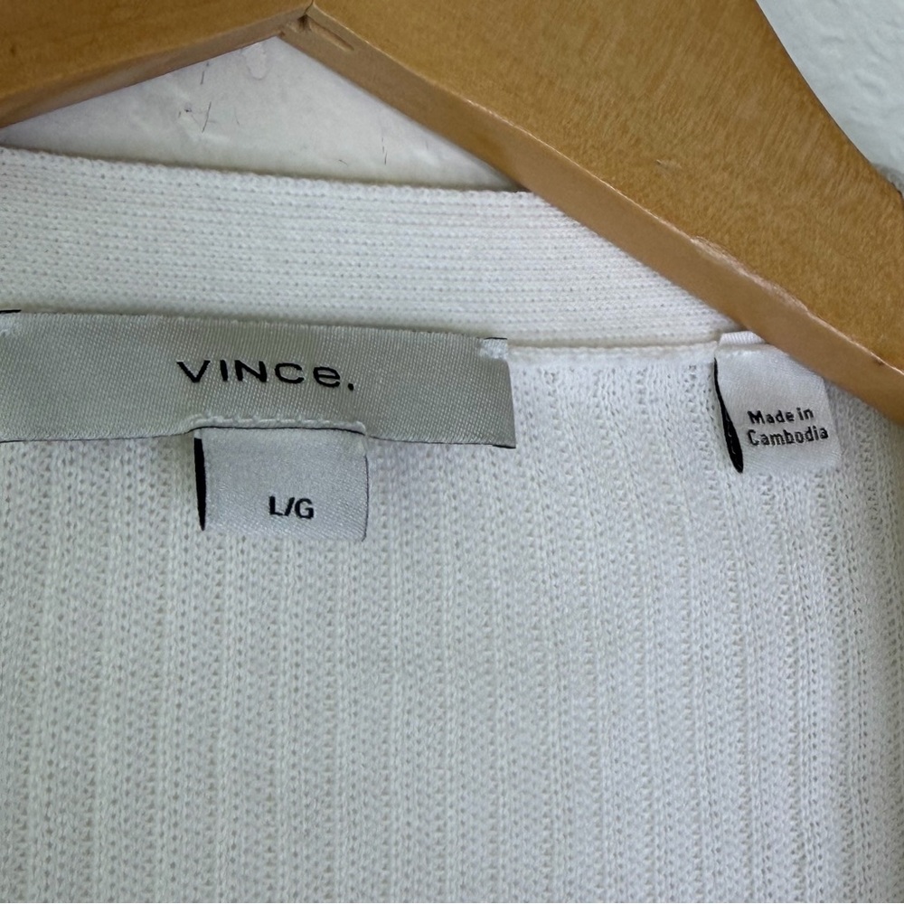 Vince Ribbed Cotton Cardigan Sweater V-Neck - Picture 6 of 11